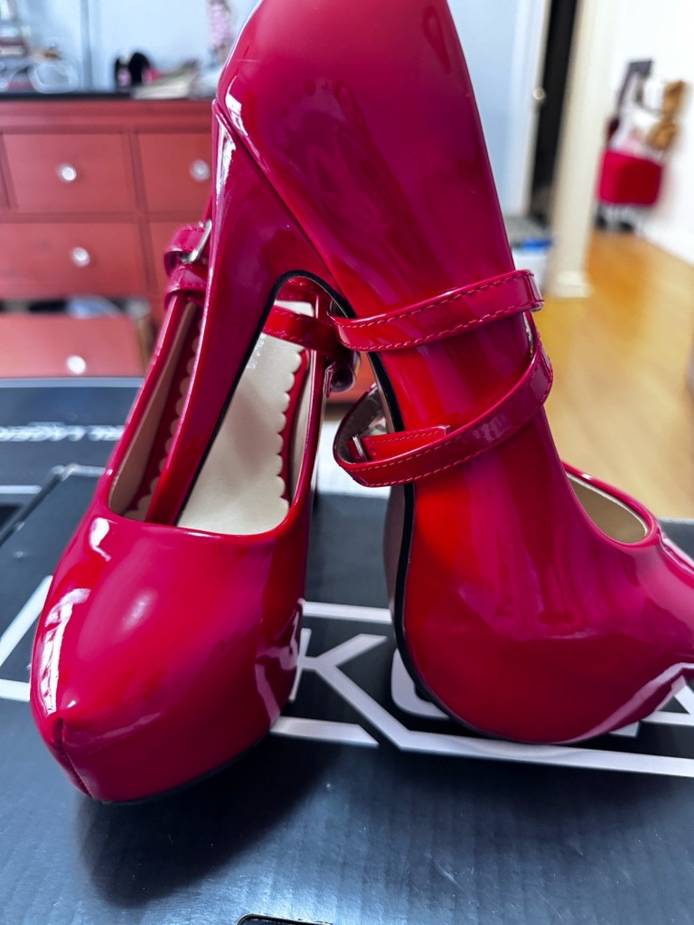 Glossy Red Patent Mary Jane Platform Heels
